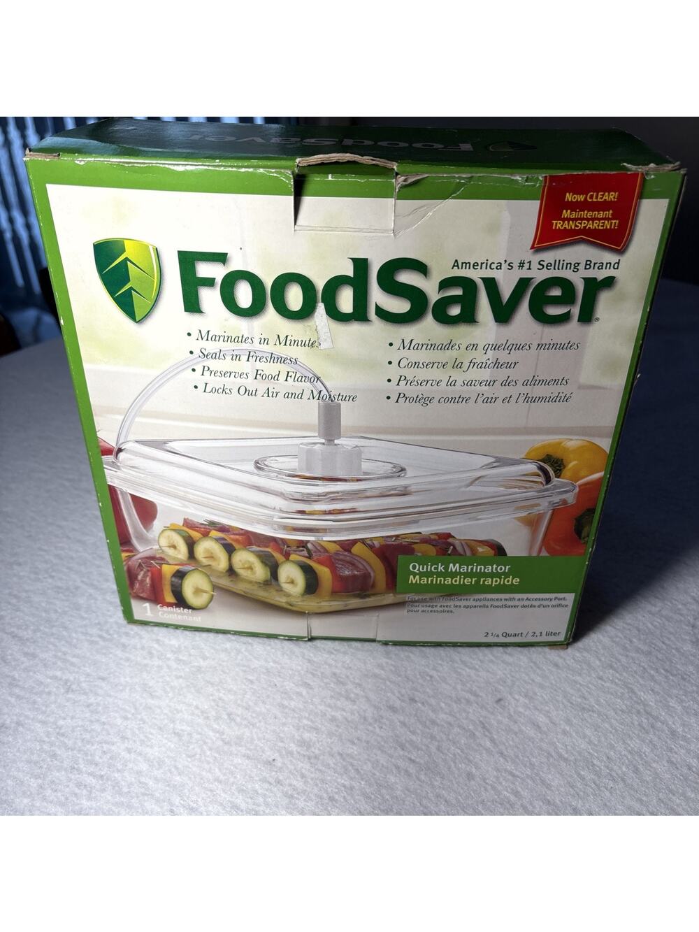 Food Saver Quick Marinator Clear Square Vacuum Seal Container 2.25Qt.